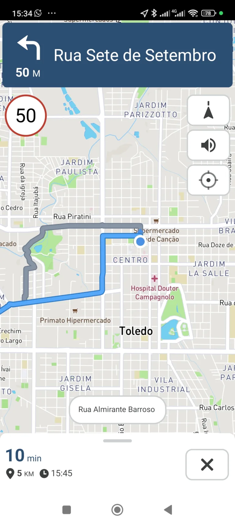 Rota Sys - Iniciando navegação 1 - Clara